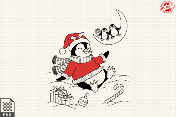 Download Dressed for Christmas Baby Penguin PNG - Penguin Collection