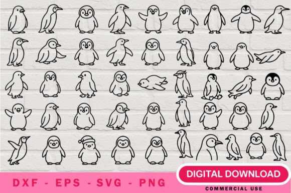 Download Penguin Outline SVG Bundle - Penguin Collection