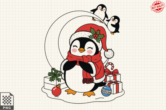 Download Dressed for Christmas Baby Penguin PNG - Penguin Collection