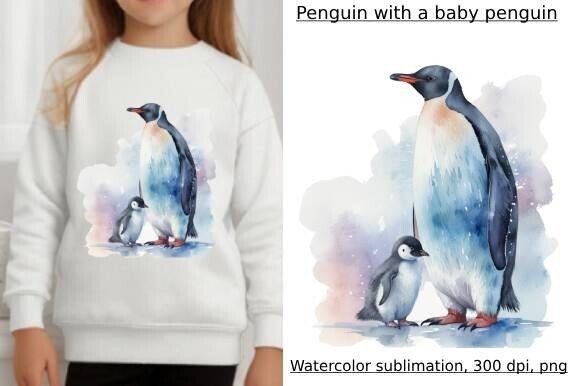 Download Penguin with Baby Penguin, PNG, Winter - Penguin Collection