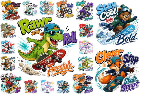 Download Kids Skateboard Animal PNG Bundle - Animal png Collection