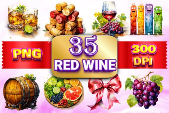 Download Elegant Red Wine Clipart 4 - Premium Bundle