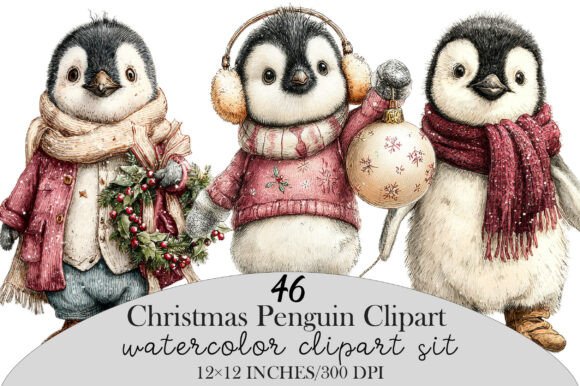 Download Christmas Penguin Clipart Bundle - Penguin Collection