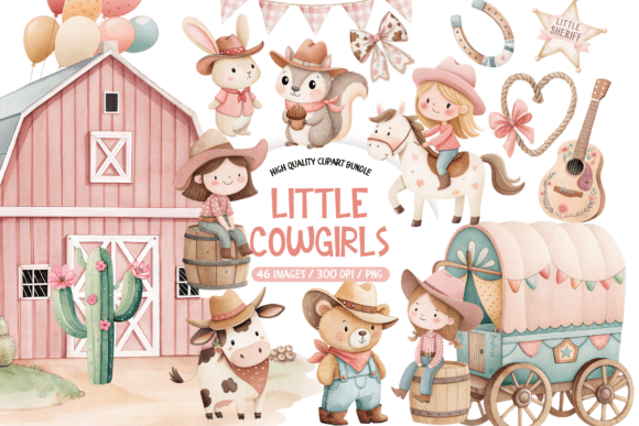 Download Little Cowgirl Watercolor Clipart - Little Collection