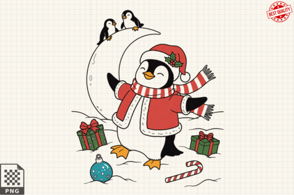 Download Dressed for Christmas Baby Penguin PNG - Penguin Collection