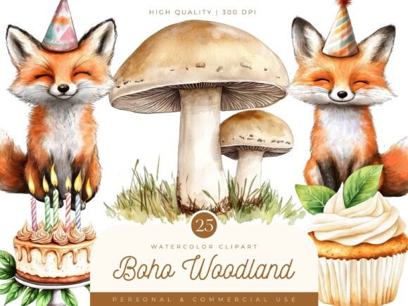 Download Watercolor Boho Woodland Clipart - Boho woodland clipart Collection
