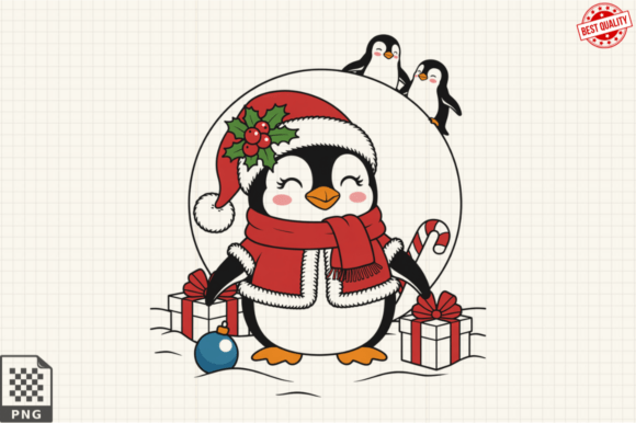 Download Dressed for Christmas Baby Penguin PNG - Penguin Collection