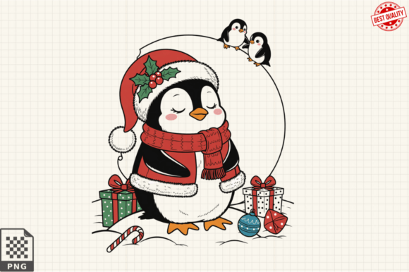Download Dressed for Christmas Baby Penguin PNG - Penguin Collection