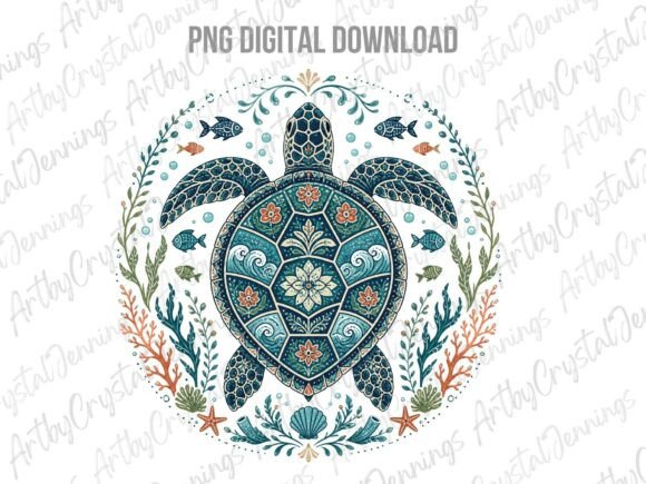 Download Ornate Boho Ocean Turtle Animal PNG - Animal png Collection