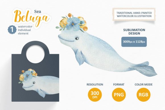 Download Watercolor Sea Beluga. Cute Animal PNG - Animal png Collection