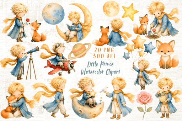 Download Little Prince Watercolor Clipart - Little Collection