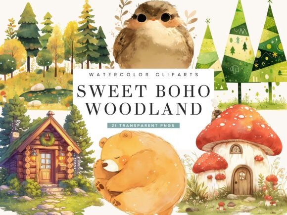 Download Watercolor Sweet Boho Woodland Clipart - Boho woodland clipart Collection