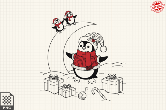 Download Dressed for Christmas Baby Penguin PNG - Penguin Collection
