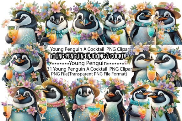 Download Young Penguin Adorned with Flowers Enjoy - Penguin Collection
