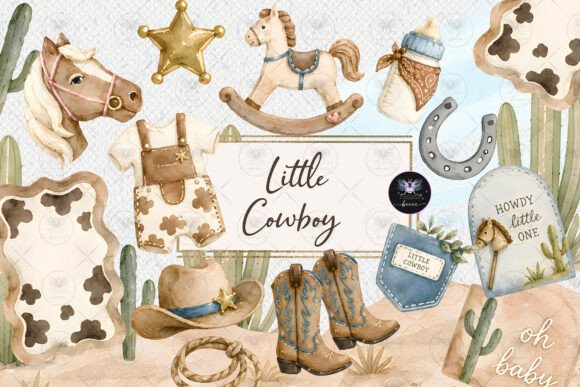 Download Little Cowboy Baby Shower Clipart - Little Collection
