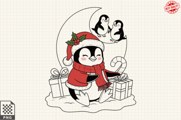 Download Dressed for Christmas Baby Penguin PNG - Penguin Collection