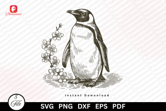 Download Hand Drawn Coastal Vintage Penguin SVG - Penguin Collection
