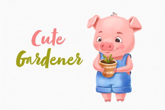 Download Piglet Gardener Clipart Cute Animal PNG - Animal png Collection