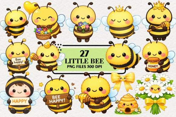 Download Kawaii Little Bee Clipart Bundle - Little Collection
