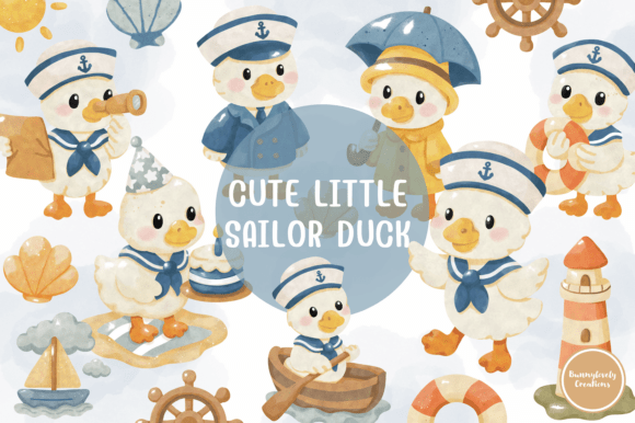 Download Cute Little Sailor Duck Clipart - Little Collection