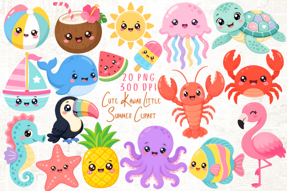 Download Cute Kawaii Little Summer Clipart PNG - Little Collection