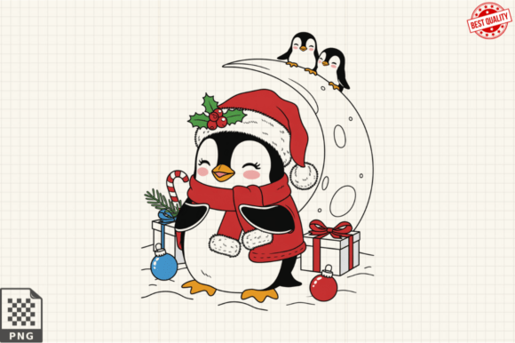 Download Dressed for Christmas Baby Penguin PNG - Penguin Collection