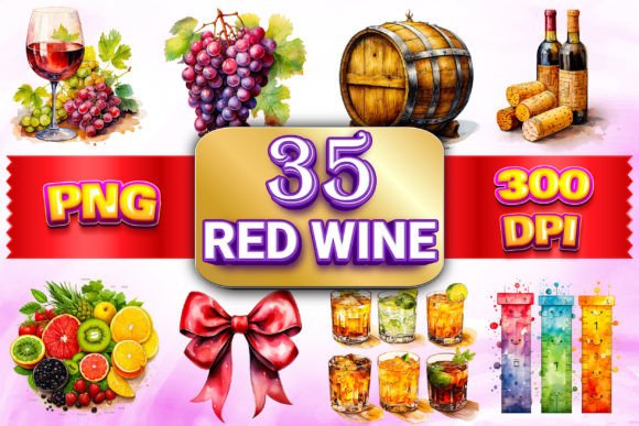 Download Elegant Red Wine Clipart 2 - Premium Bundle